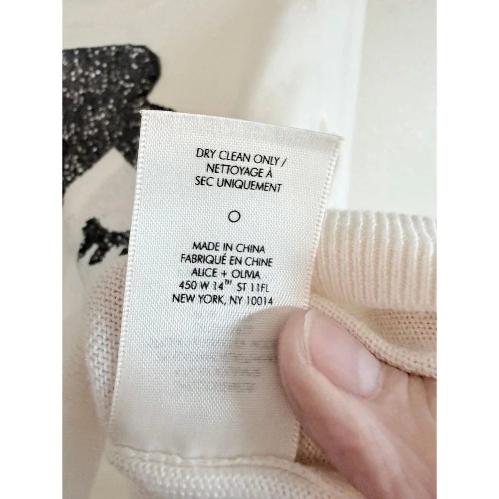 Alice + Olivia Sweater Womens White Stacey Face Sequin Wool Crew Neck C610711910
